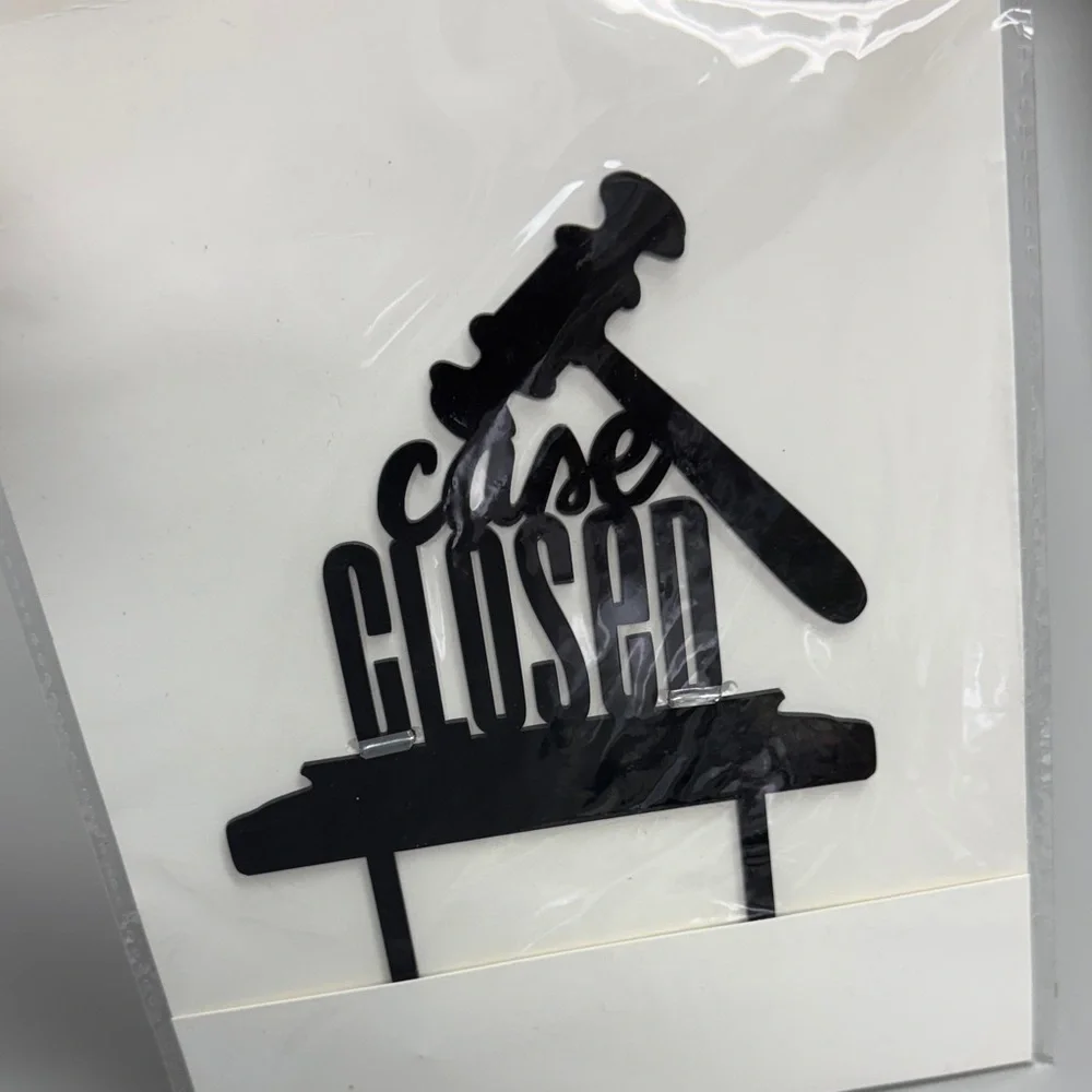 Black 'Case Closed' Cake Topper